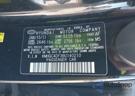 2011 Hyundai Genesis 4.6 z USA, uszkodzony, nr VIN KMHGC4DF3BU140210